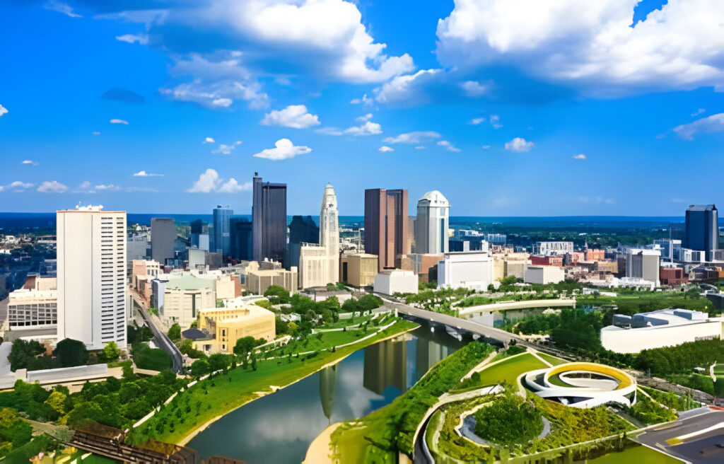 Aerial view of Downtown Columbus Ohio