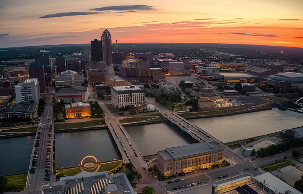 Aerial View of the Des Moine, Iowa