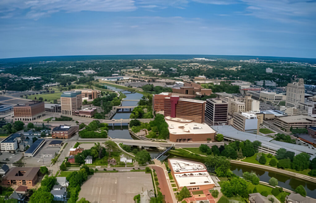 View of Downtown Flint, Michigan in Summer