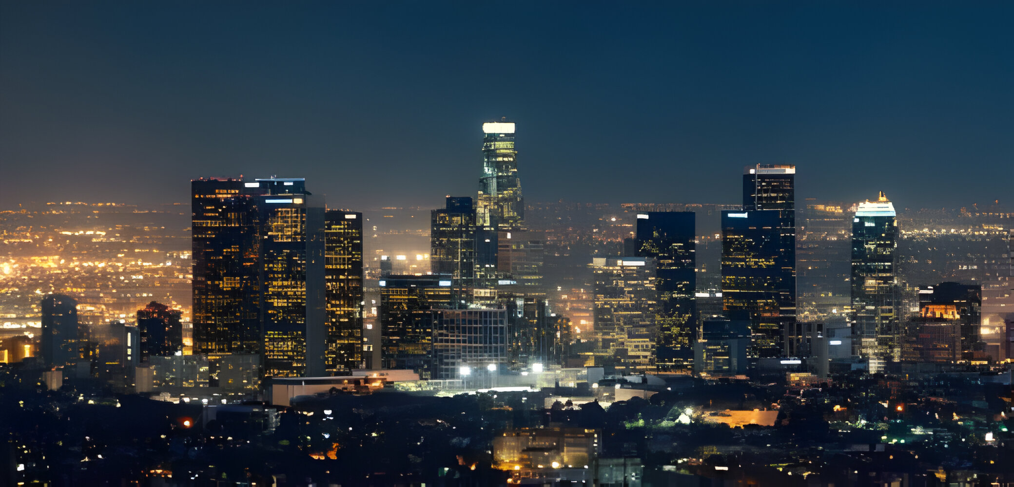 Los Angeles downtown buildings at night