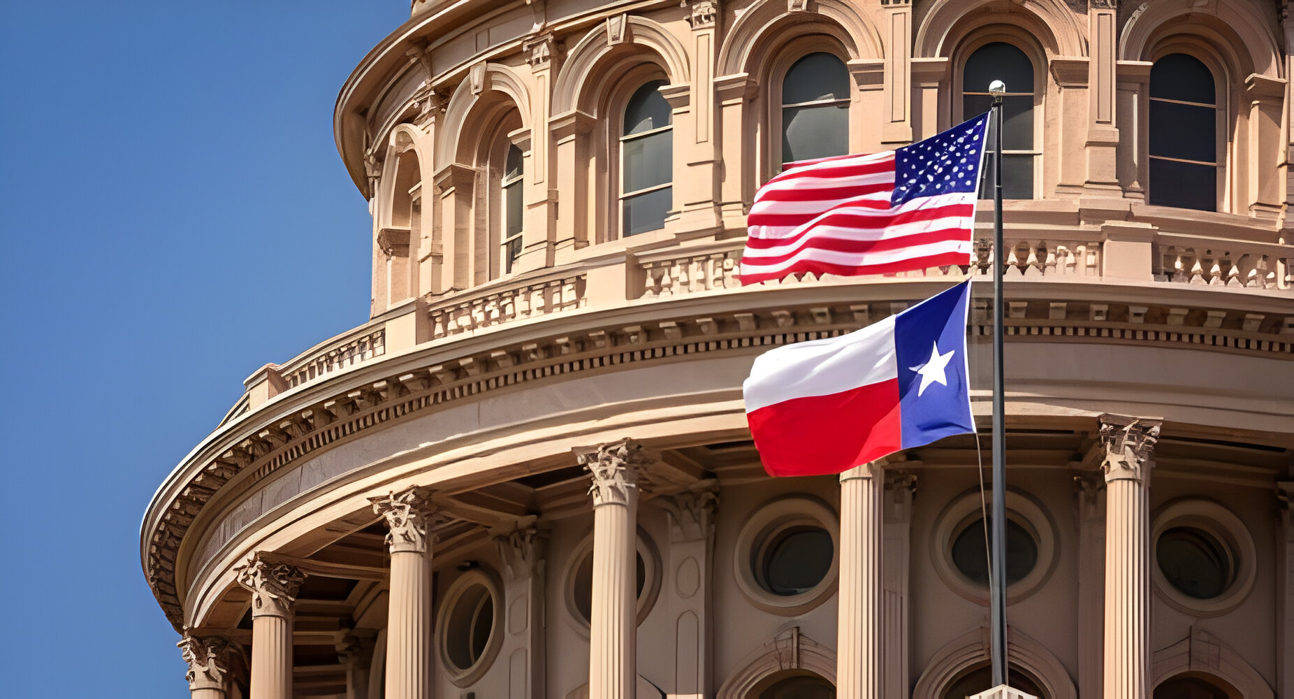 Chauffeur service Texas with US and Texas Flags