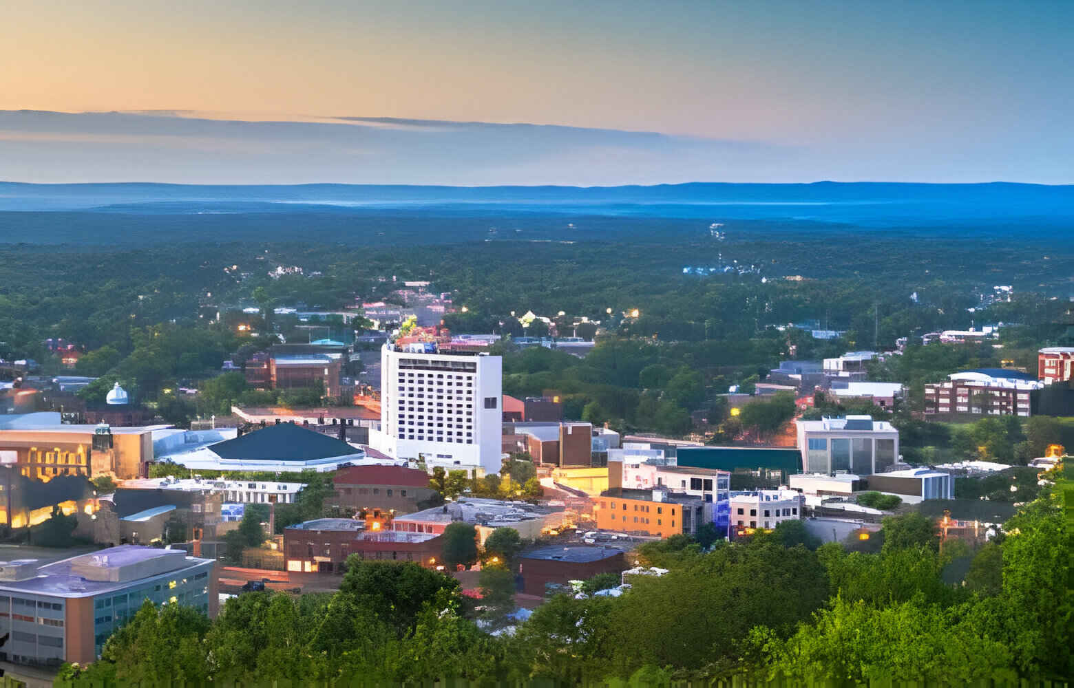 Drone view of Hot Springs, Arkansas, USA