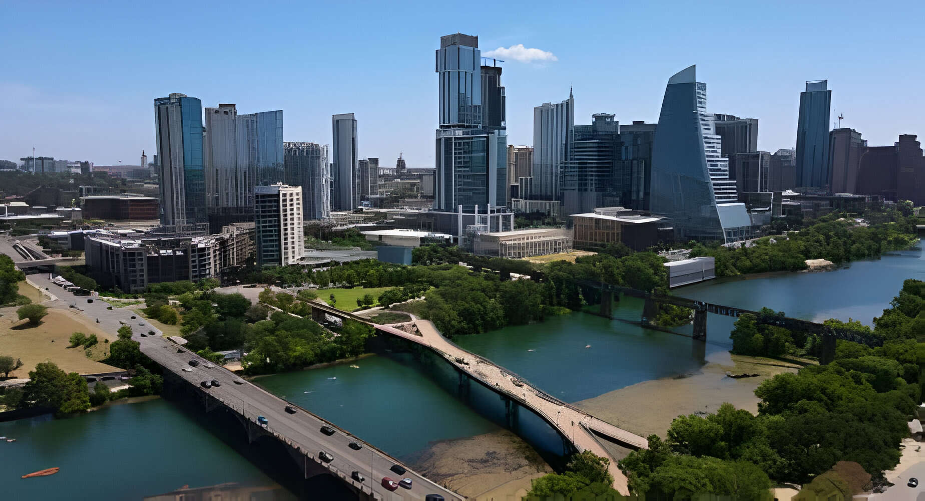 Downtown Austin TX from a drone