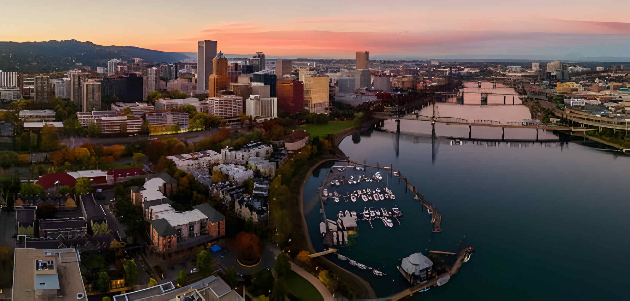 Sunset in Downtown Portland Oregon