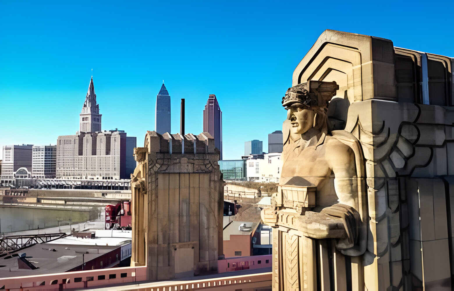 erial Drone Photography of the Guardians of Transportation on Hope Memorial Bridge