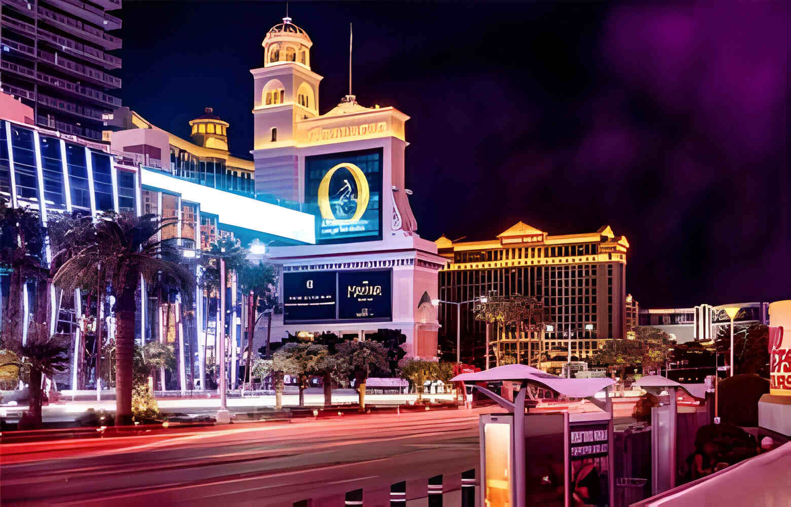 The famous Las Vegas boulevard, this street is lined with large hotels, resorts and themed casinos, known as the Las Vegas Strip