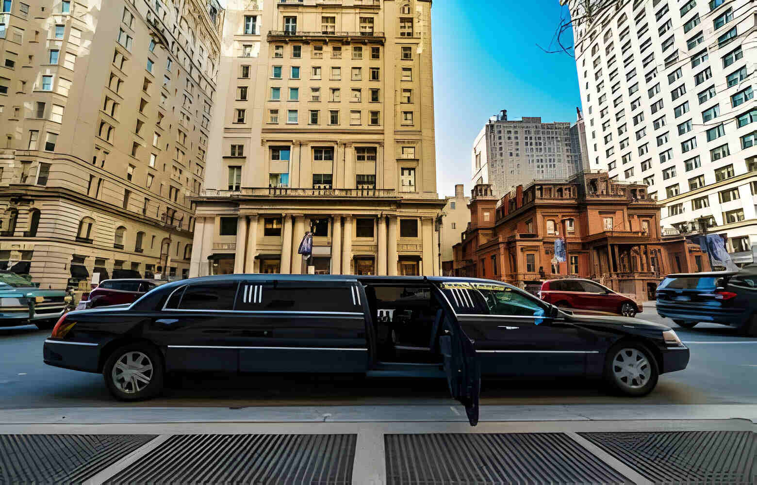 Luxury limousine open door for prepare service vip customer