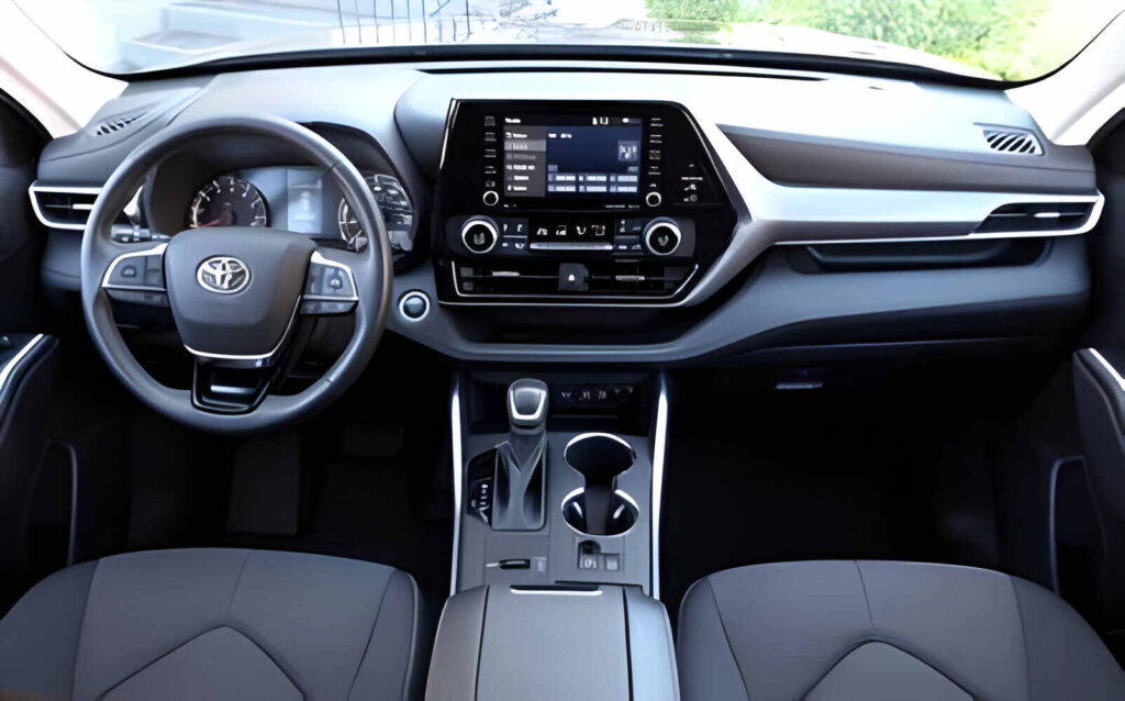 SUV interior of driver and passenger seat and dashboard