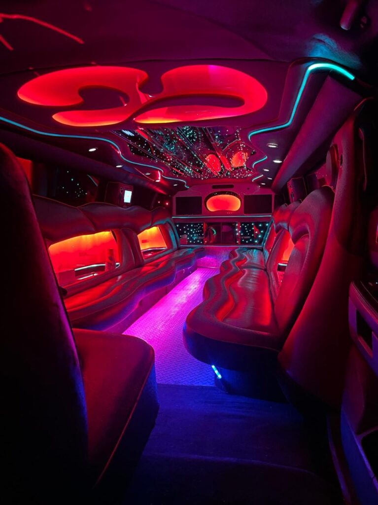 amazing Interior of a limousine with lights