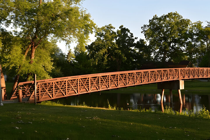 Metal Bridge across Fox River in Burlington, Wisconsin