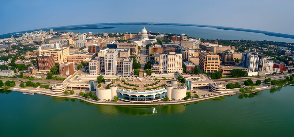 Aerial View of the Downtown Skyline of Madison, Wisconsin