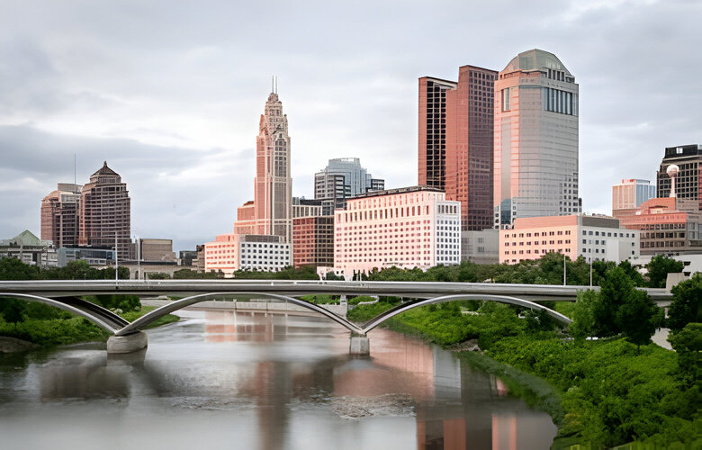 skyline of Columbus, Ohio along the Scioto River