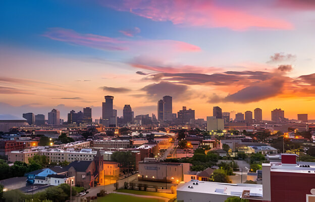 New Orleans, Louisiana downtown city skyline at twilight