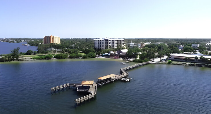 Drone photo of the Eau Gallie Fishing Pier Melbourne Florida