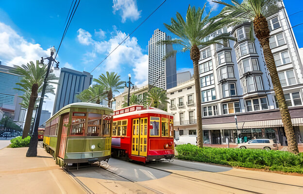 New Orleans, Louisiana, USA street buses