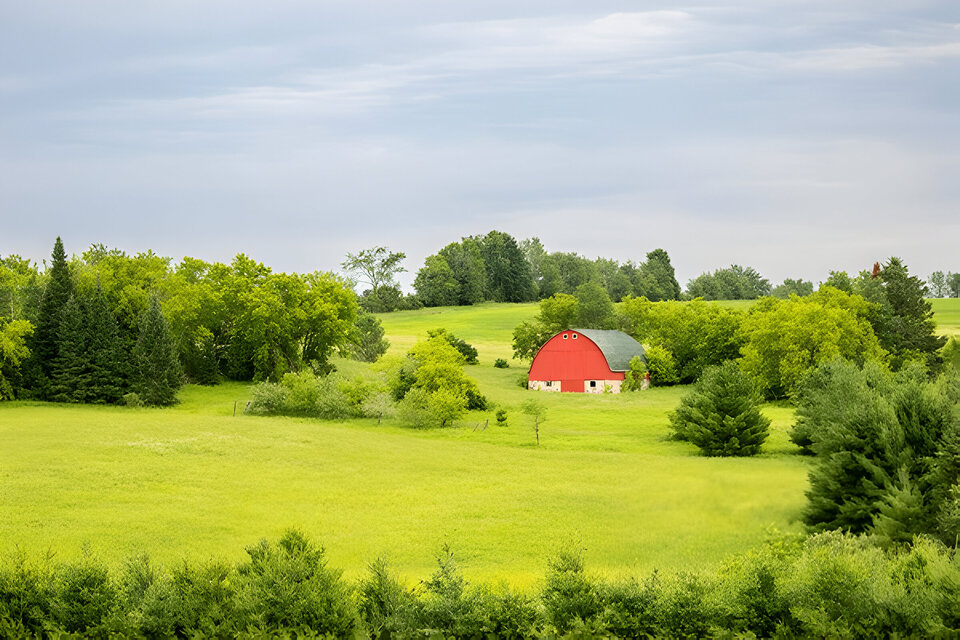 Wisconsin farmland with a red barn