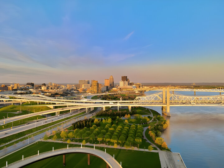 Louisville Kentucky skyline and bridges