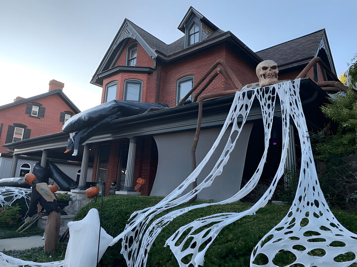 Halloween decoration outside home in rural pennsylvanian town in Lancaster County.