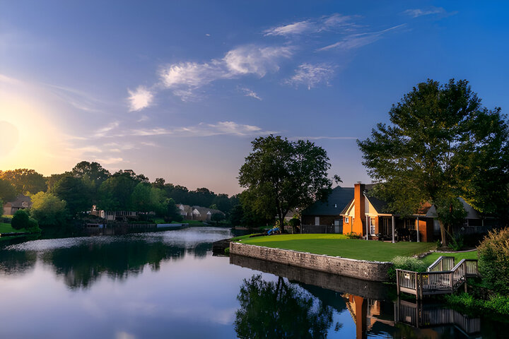 Lake House Reflection at Sunset in Memphis TN