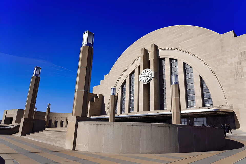 The iconic Art Deco Cincinnati Union Terminal, a National Historic Landmark, is home to the Cincinnati Museum Center