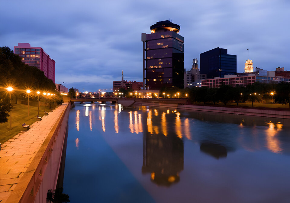 Rochester, New York at night