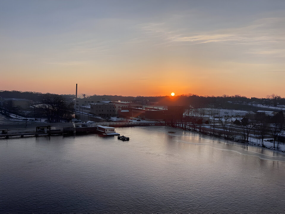 Sunrise over Appleton Wisconsin and the Fox River