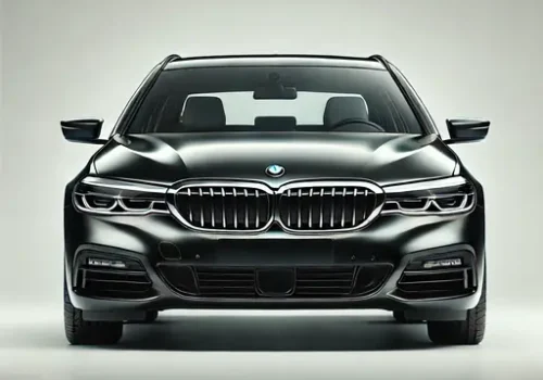 Front view of BMW 5Series Car with white background