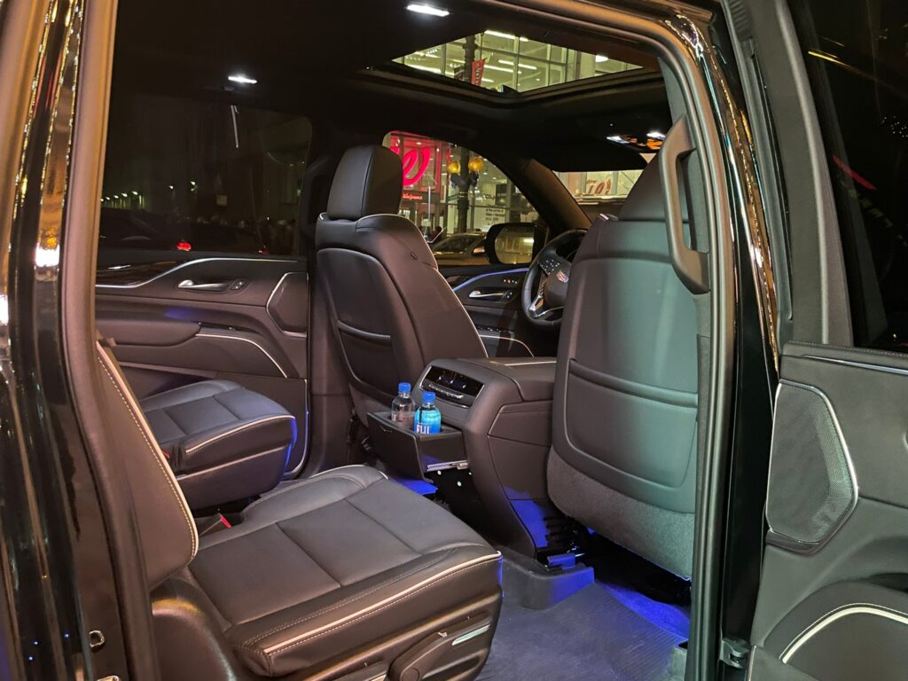 Interior of luxury black car service